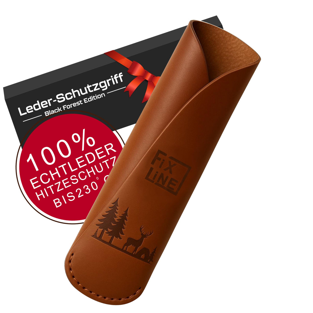 FIXLINE® Ledergriffschutz BLACK FOREST Edition für Gusseisen Pfannen 28 &24cm - Idealer Schutz für u