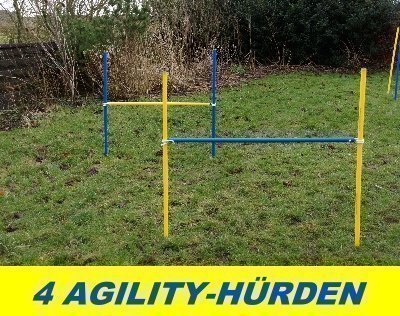4 X AGILITY-ÜBUNGS-HÜRDEN-SET IN BLAU/GELB