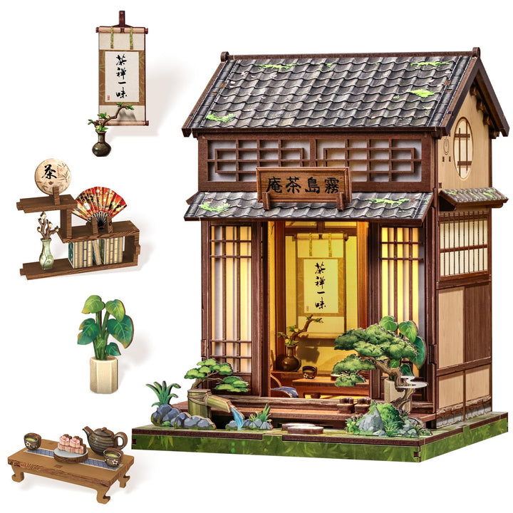 Book Nook Kit - Miniatur Puppenhaus mit LED: 3D Holz-Puzzle Buchstütze, Retro-Deko für Bücherregal,