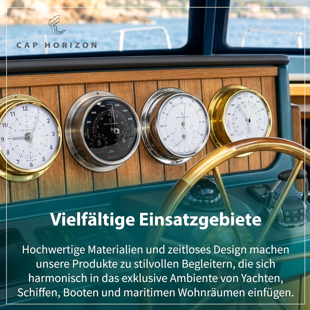 CP085B400LT Barometer, Glas, Messing-Gehäuse poliert | Druckmessgerät, Messbereich 970-1060 hPa und