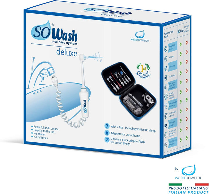 SOWASH - Verpackung "DELUXE" - complete set am Wasserhahn anschliessbare Puls-Munddusche für die Mun