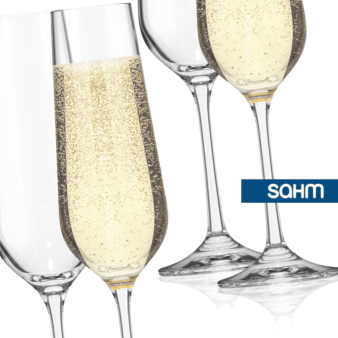 Sahm Sektgläser Set 6 teilig - 200ml Sektglas - Sektkelche Spülmaschinengeeignet - Ideal auch als Pr