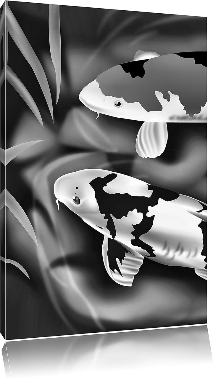 Pixxprint Edle Koi Karpfen Kunst als Leinwandbild/Grösse: 100x70 / Wandbild/Kunstdruck/fertig bespan