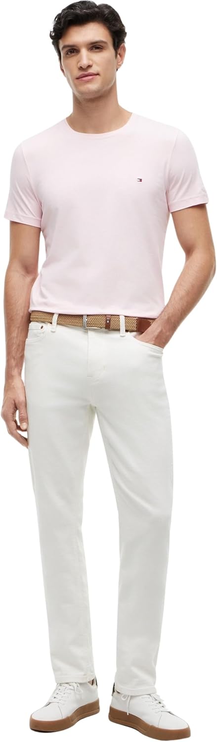 Tommy Hilfiger Herren T-Shirt Kurzarm Stretch Slim Fit Tee Rundhalsausschnitt XXL Pink (Pink Lily),