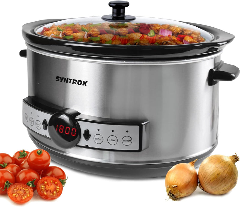 Syntrox Germany Slow Cooker Schongarer 4,5L mit Timer und Warmhaltefunktion - Leistung 280