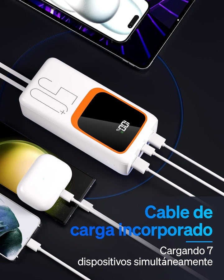 Powerbank, 50.000 mAh, tragbares Ladegerät, externer Akku mit 22,5 W, Powerbank mit 5 Ausgängen und