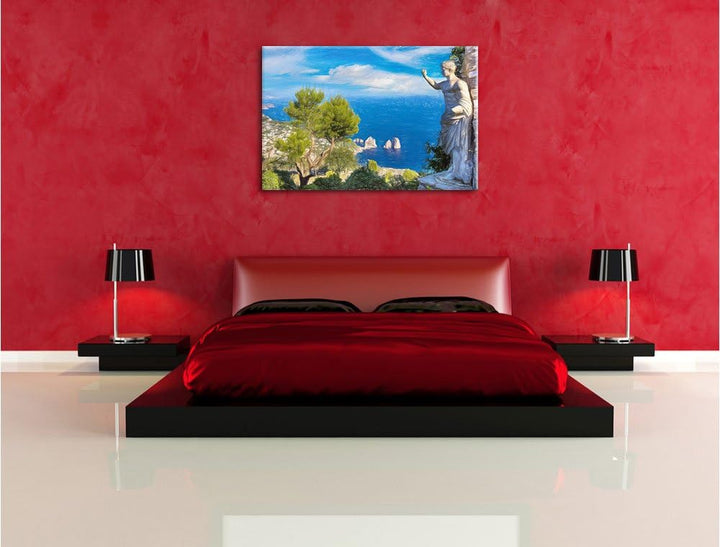 Pixxprint Insel Capri in Italien als Leinwandbild/Grösse: 100x70 cm/Wandbild/Kunstdruck/fertig bespa
