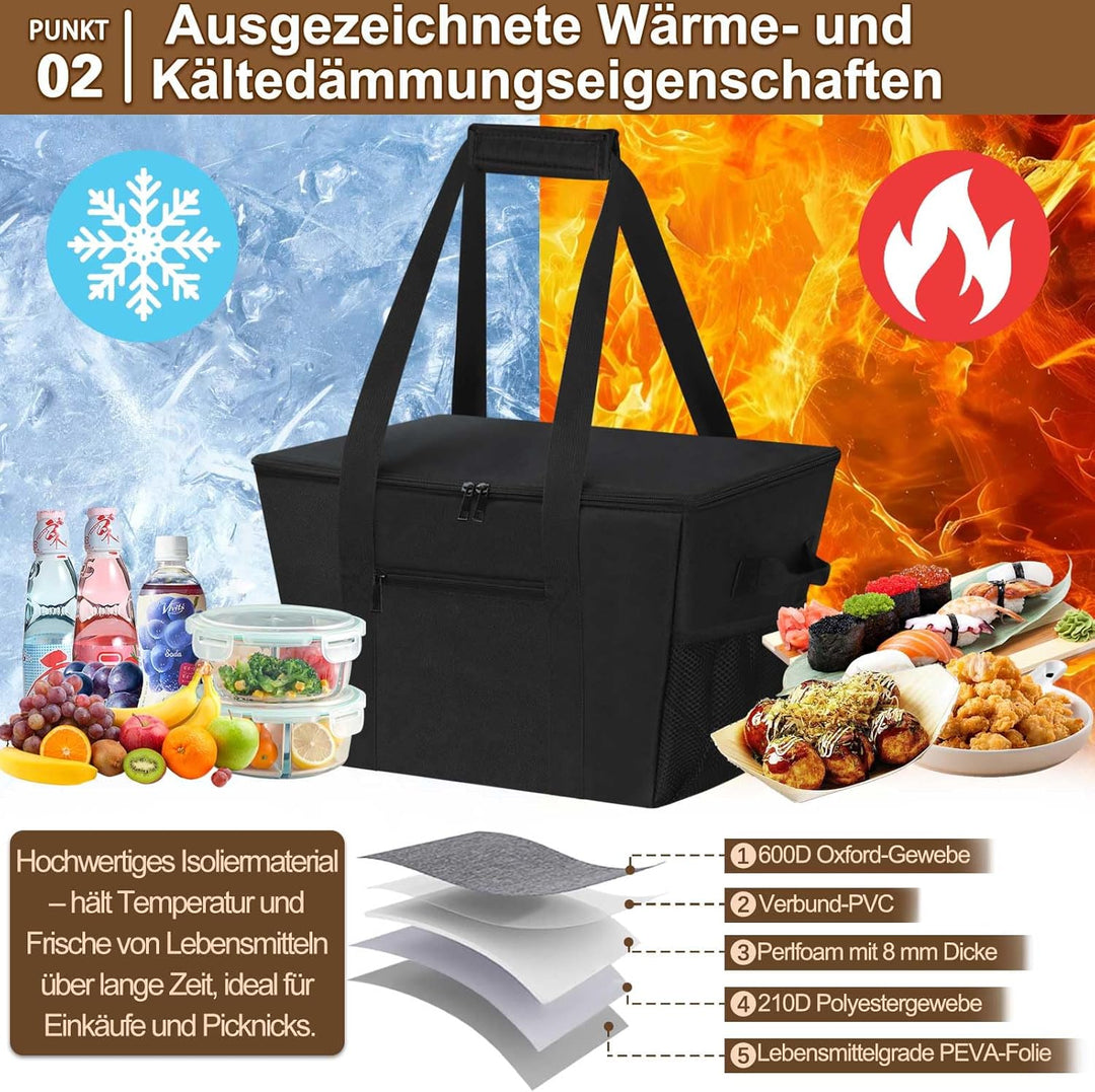 DSDCDJ Coolerbag – Kühltasche aus hochwertigem Polyestergewebe, Large Cool Bag with Hard Bottom, Por