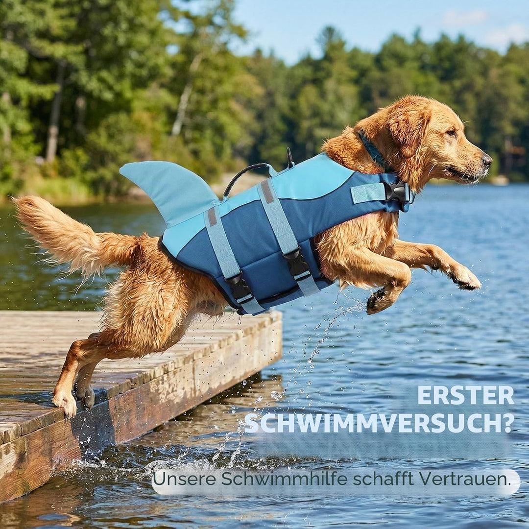ASENKU Schwimmweste für Hund Hai Klein mit Sicherheitsgriff &amp; Reflektorstreifen Robuste Rettungswest