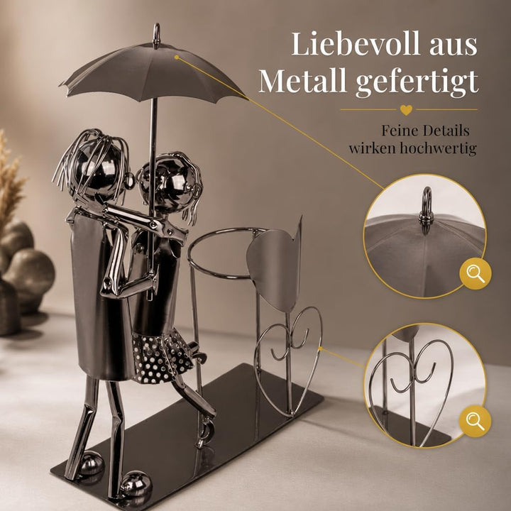MIJOMA Weinflaschenhalter Liebespaar – Handgefertigte Metallkunst, romantischer dekorativer Flaschen