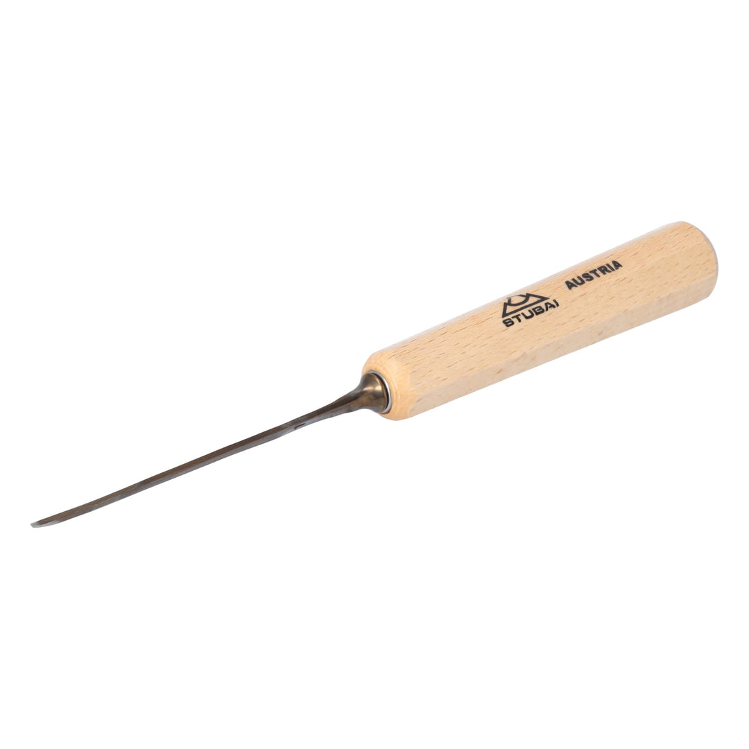STUBAI Stemmeisen Stechbeitel Serie 52 - Form 71 | einseitig geschliffen 1 mm, mit Holzgriff, für gl