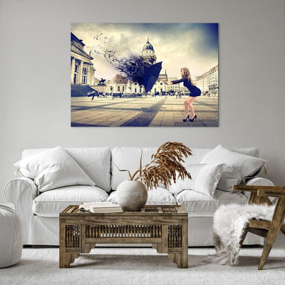 Bilder auf Leinwand 100x70cm Leinwandbild Stadt landmarken quadrat regenschirm Gross Wanddeko Bild S