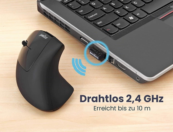 Perixx PERIMICE-713 Ergonomische Linkshänder Maus - Vertikales Design - 2,4GHz - 800/1200/1600 DPI K