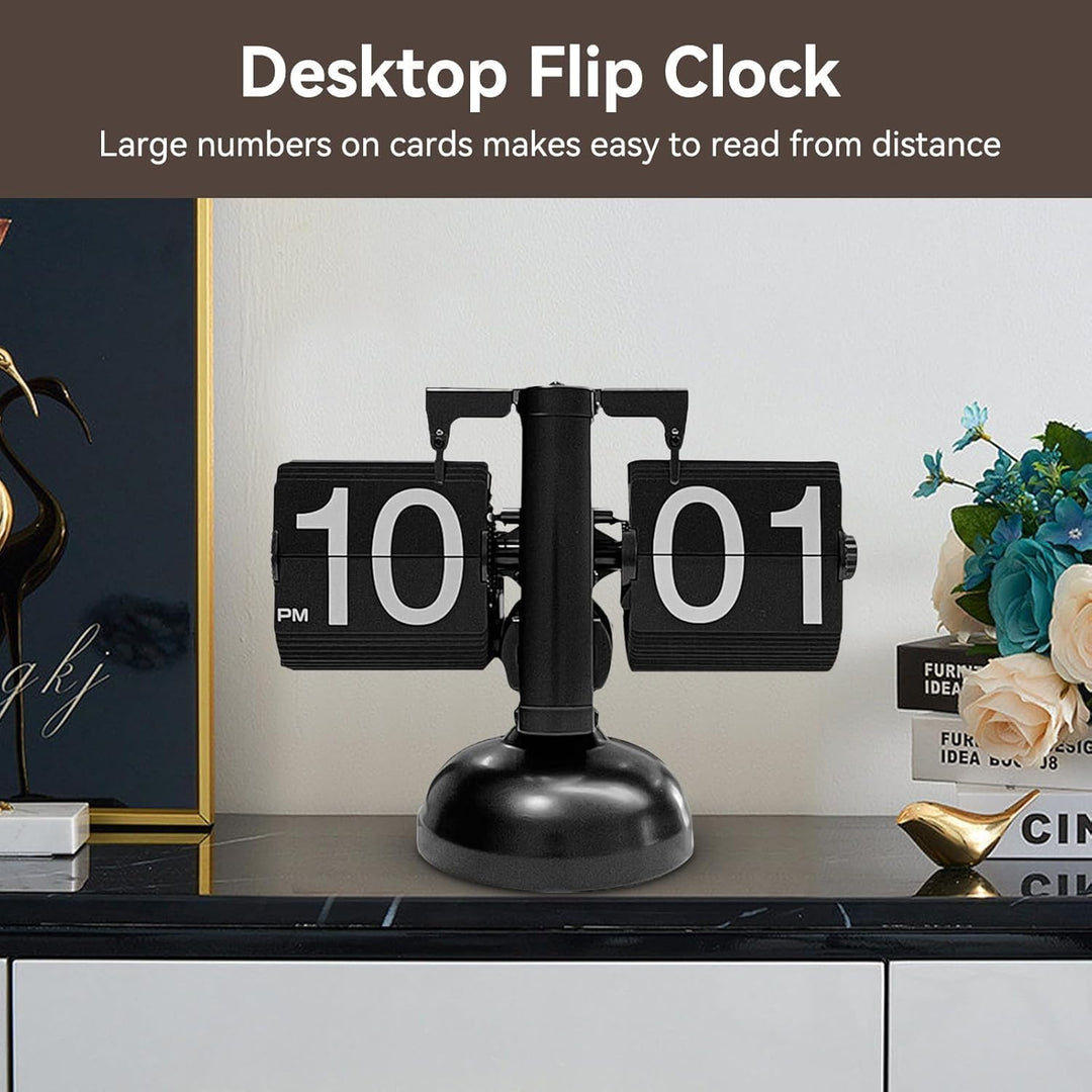 HERCHR Retro-Flip-Uhr, Vintage-Design, Flip-Schreibtischuhr, Tischuhr, Batteriebetriebene Digitale F
