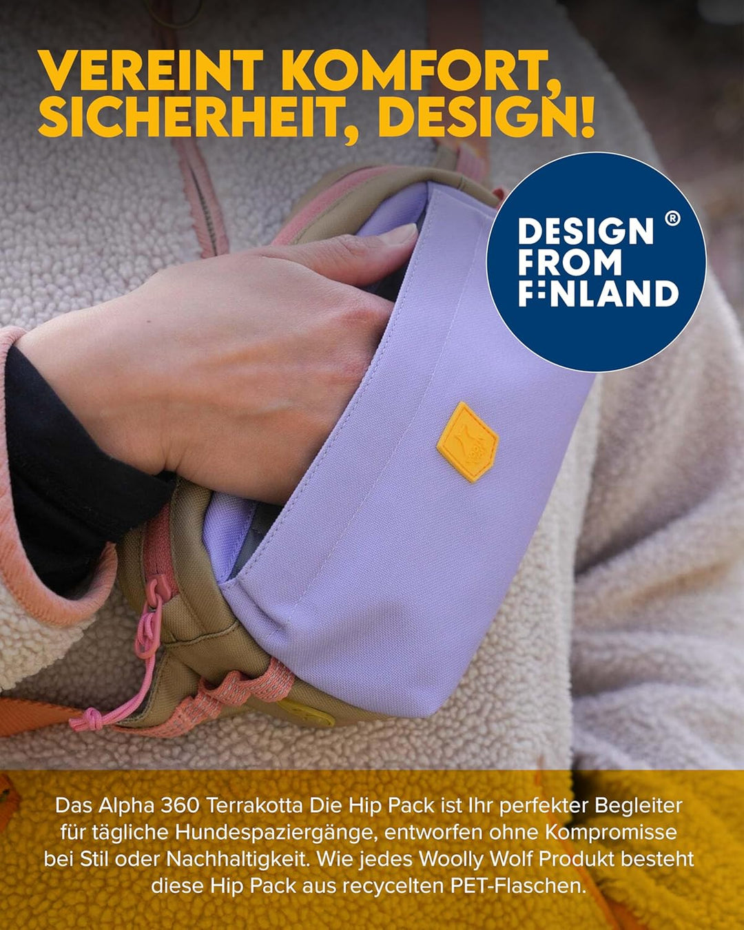 Woolly Wolf Alpha 360 Hip Pack Hüfttasche Lavendel Mix - Leckerlitasche für Hunde aus recyceltem Mat