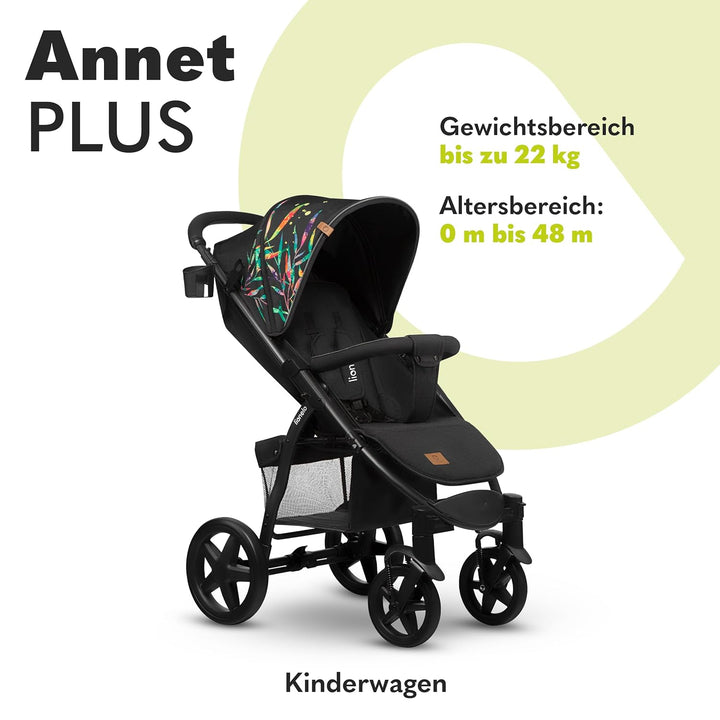 LIONELO Annet Plus Buggy bis 22 kg mit Liegefunktion, Kinderwagen klein zusammenklappbar mit Zubehör