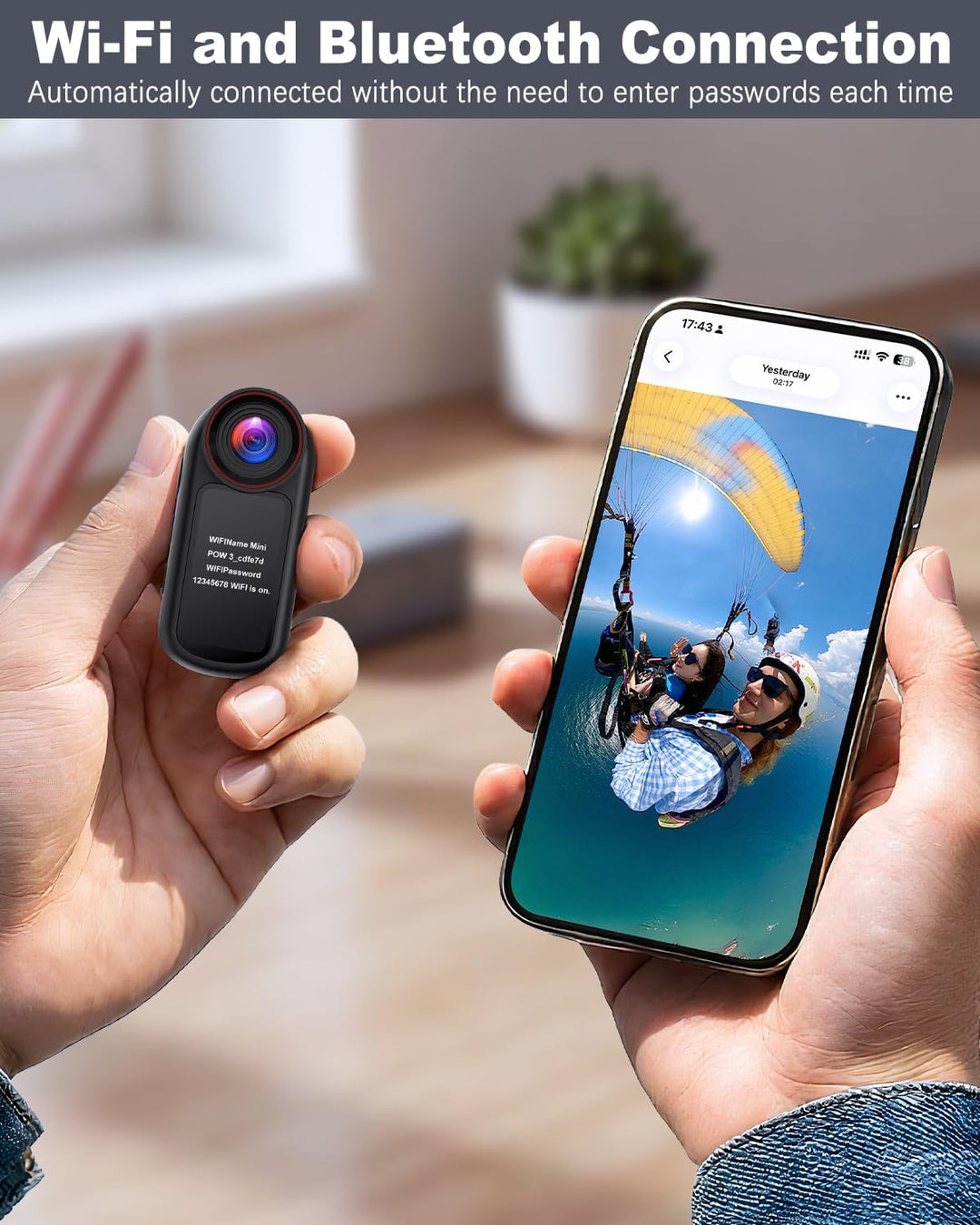 4K Mini Body Cam mit 1,5-Zoll-Display, POV Wearable Action Cam mit EIS & WiFi, Magnetische Daumenkam