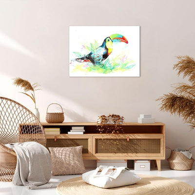 Bilder auf Leinwand Vogel Toucan Neugier wild Leinwandbild 70x50cm Wandbilder Dekoration Wohnzimmer