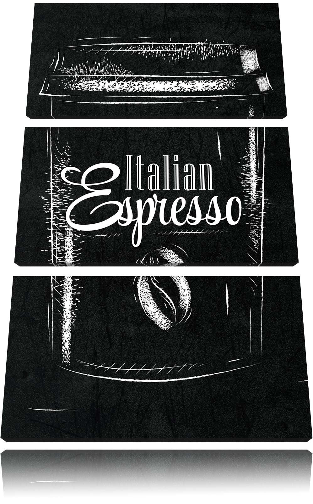 Pixxprint Italian Espresso schwarz 3-Teiler Leinwandbild 120x80 Bild auf Leinwand