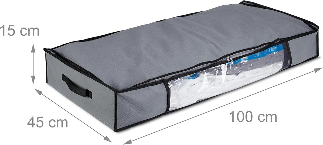 Relaxdays Unterbettkommode Vakuum 2er Set HBT 15x100x45 cm, Kleidung, Bettwäsche, Aufbewahrungstasch