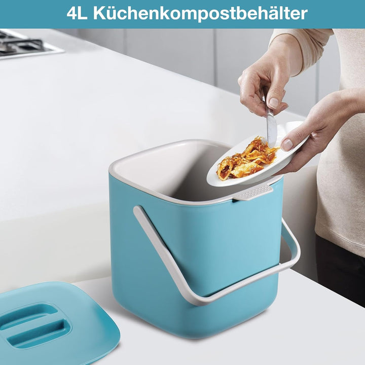 Biomülleimer Küche, 4L Biomülleimer Küche für alltäglichen Biomüll, Bio Mülleimer mit Deckel, Geruch