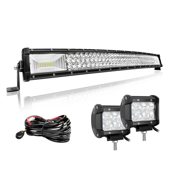 Willpower 32 Zoll 81CM 405W Led Arbeitsscheinwerfer Bar Gebogen + 2pcs 4 Zoll 18W Led Scheinwerfer +