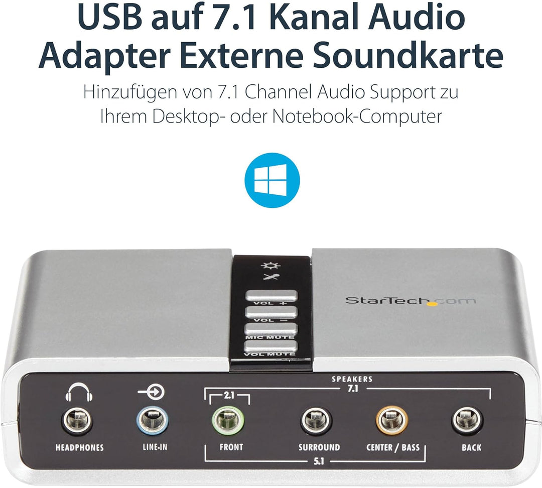 StarTech.com USB 2.0 Soundbox 7.1 Adapter - externe USB Soundkarte mit SPDIF Didital Audio - Externa