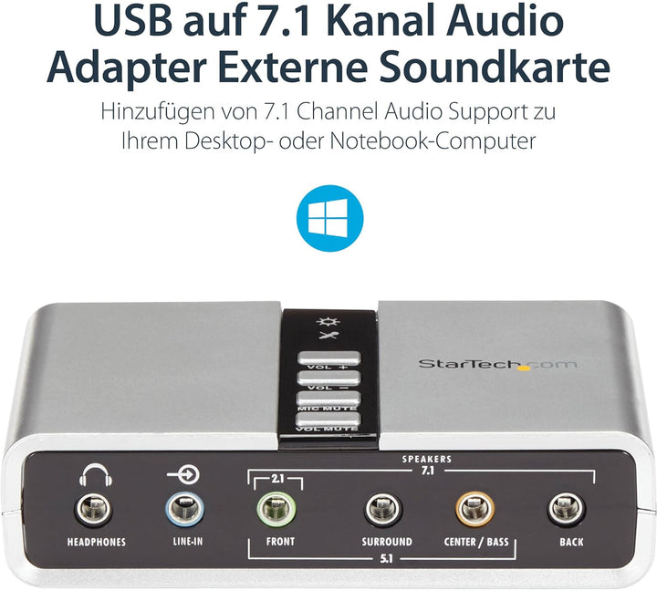 StarTech.com USB 2.0 Soundbox 7.1 Adapter - externe USB Soundkarte mit SPDIF Didital Audio - Externa