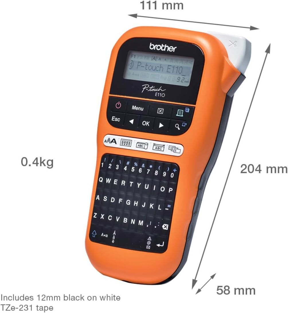 Brother PT-E300VP Industrielles Beschriftungsgerät inklusive Lithium-Ionen Akku, Netzadapter und Tra