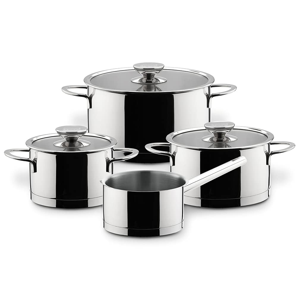 Berndes Milessima Topfset, 4-teilig, Töpfe aus Edelstahl, Induktion, Kochtopfset mit Deckel, für all