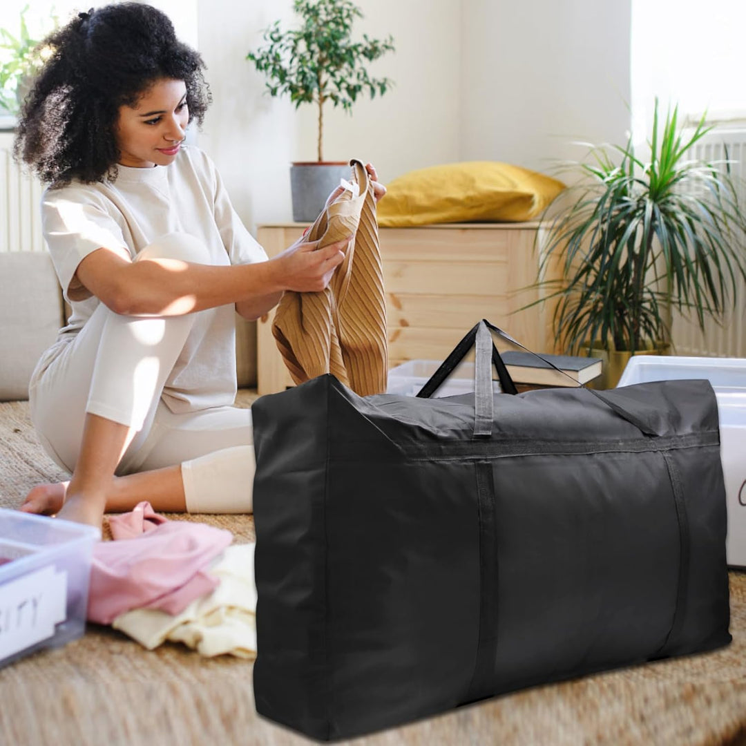 2er Pack 180L Extra Grosse Aufbewahrungstaschen, 600D Oxford Schwere Tragetaschen mit Reissverschlüs