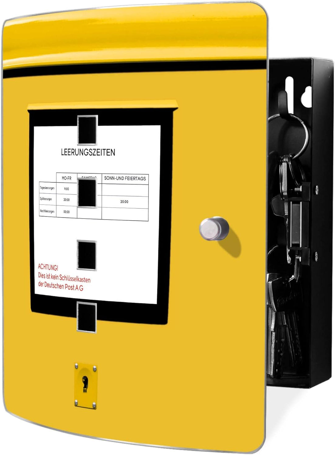 banjado® Design Schlüsselkasten aus Edelstahl Motiv Briefkasten Gelb für 10 Schlüssel - Schlüsselsch
