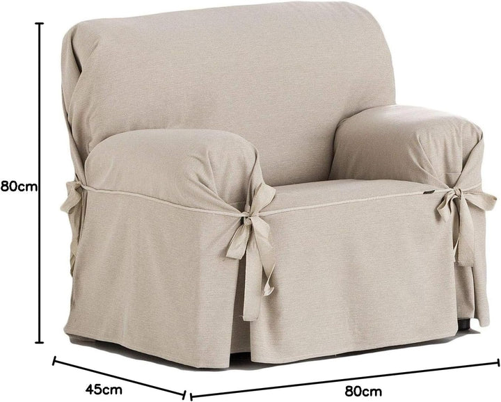 Eysa F616081 nicht elastisch mit krawatten sofa überwurf 1 sessel, 01-leinen, 43 x 5 x 37 cm, 1 Einh