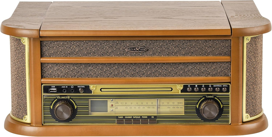 Reflexion HIF2002 Retro HiFi-Anlage mit Plattenspieler 33/45/78, Bluetooth 5.0 & USB-Encoding – CD/M