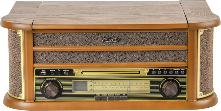 Reflexion HIF2002 Retro HiFi-Anlage mit Plattenspieler 33/45/78, Bluetooth 5.0 & USB-Encoding – CD/M