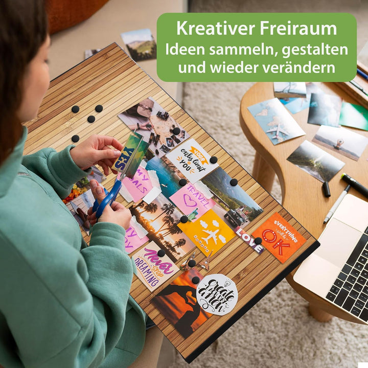 banjado Magnettafel schwarz 78 x 37cm / Magnetwand Metall/Magnetpinnwand als Memoboard/Pinnwand Magn