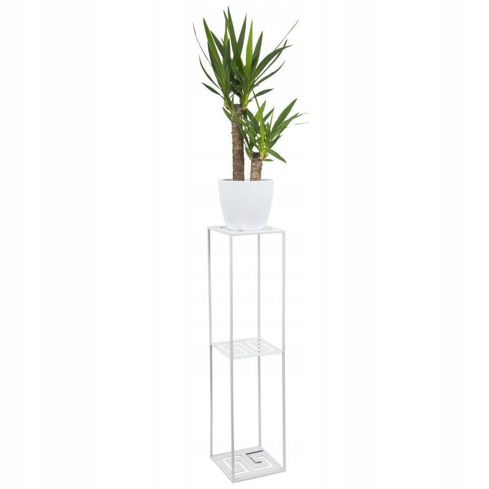 Blumenständer Metall 100 x 24 cm - Eleganter und Hoher Blumenhocker mit Zusätzlicher Ablage - Weiss