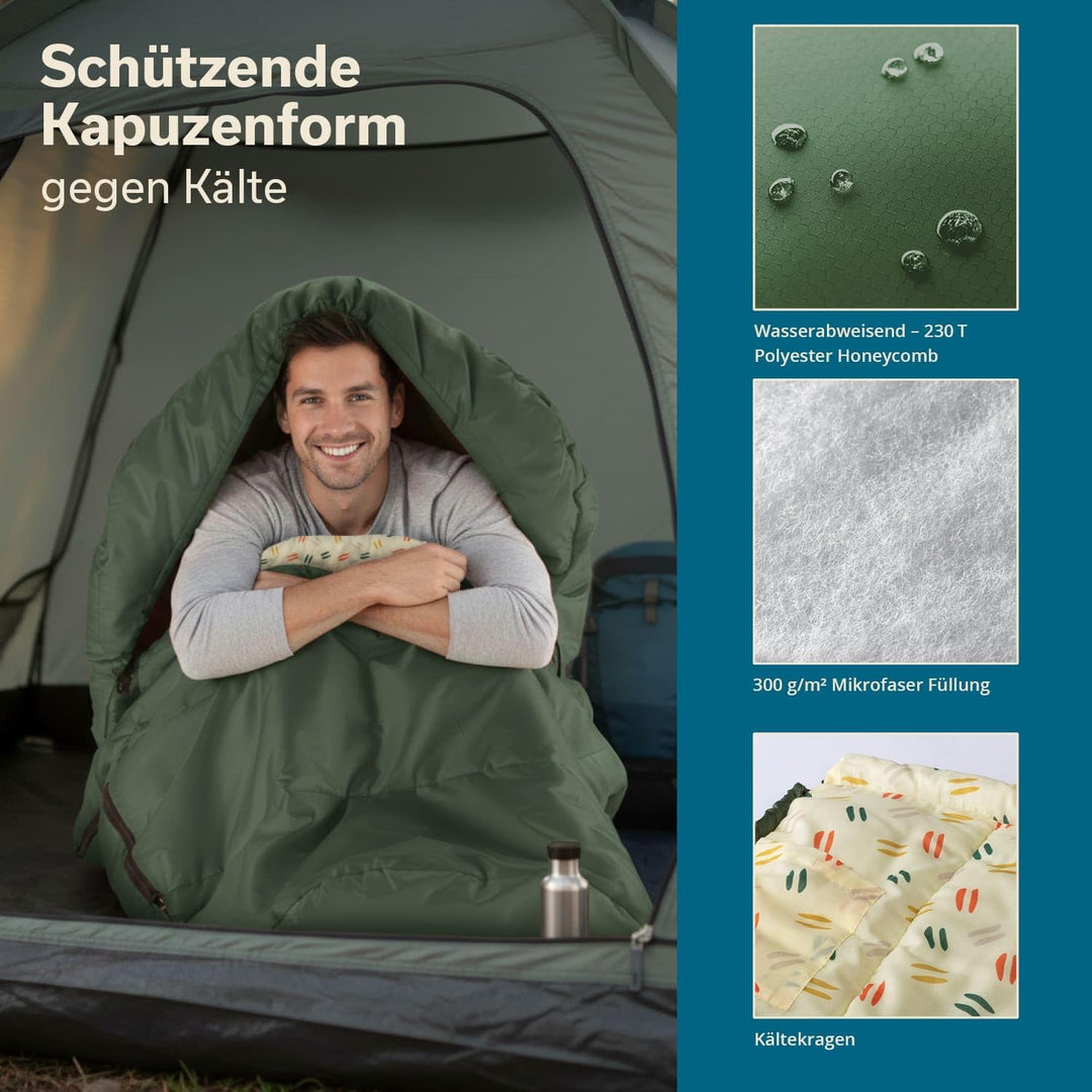 Skandika Schlafsack Vegas | XXL Mumienschlafsack mit/ohne Polycotton Innenfutter, für Erwachsene, ko
