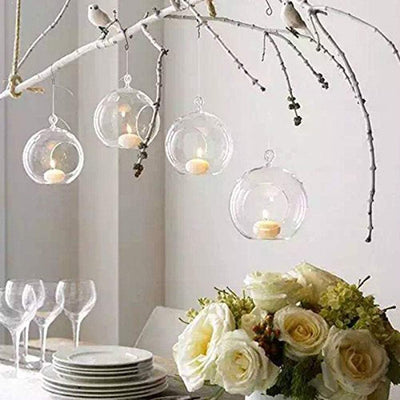 Nuptio 12 Stücke 8cm Hängen Glaskugel Teelicht Kerzenhalter Paket Aktualisiert Hause Hochzeit Mittel