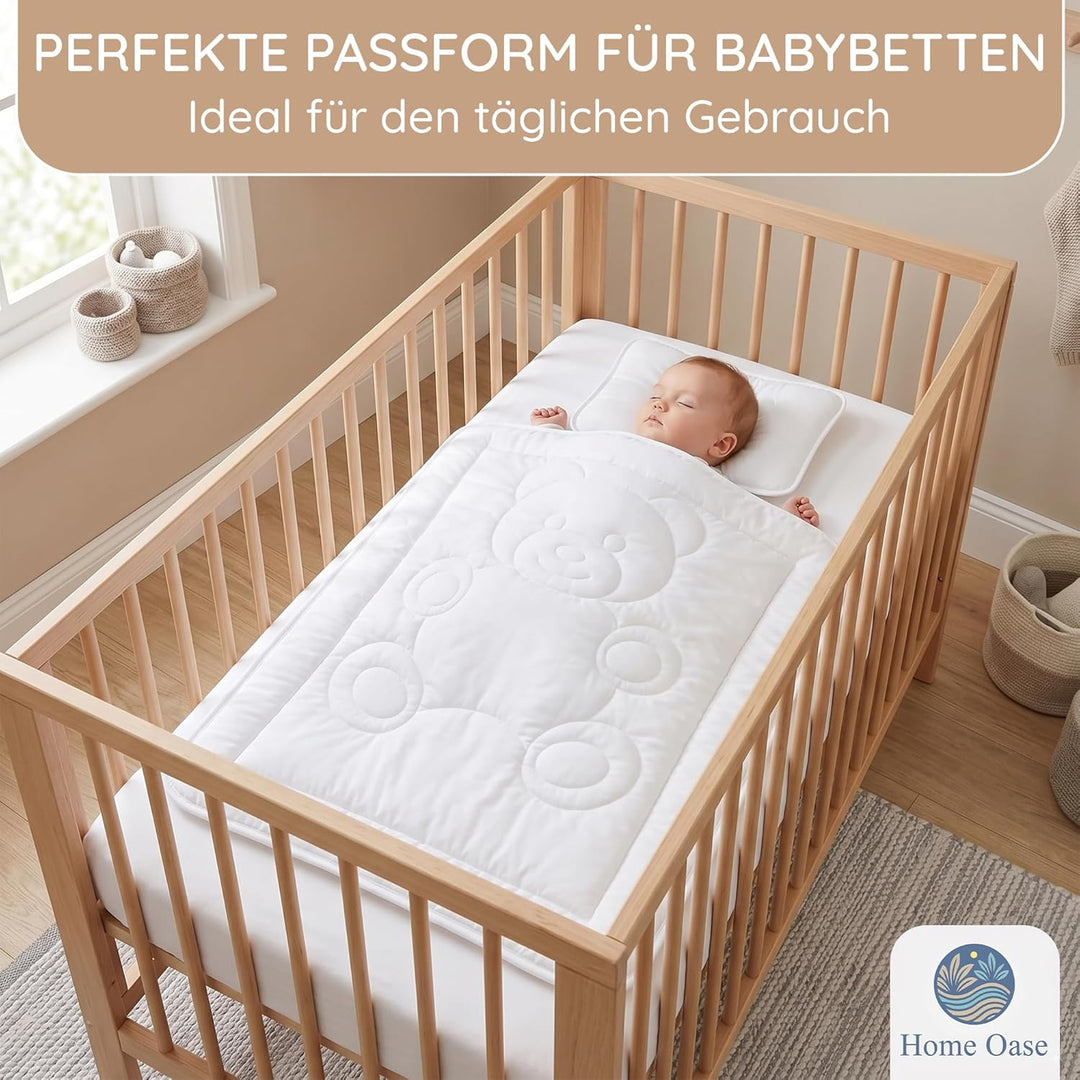 Kinderbettdecke & Kopfkissen Set 100x135 cm + 40x60 cm – Atmungsaktiv & allergikerfreundlich – Mikro