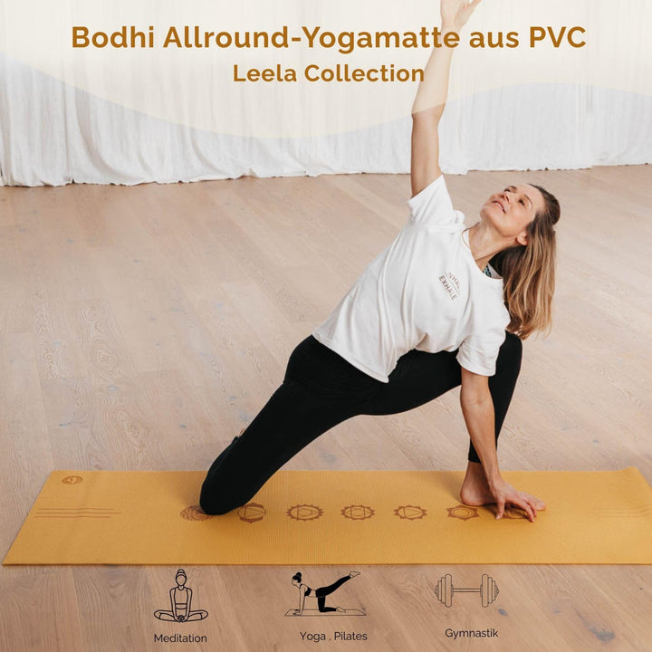 Yogamatte LEELA COLLECTION, viele Farbkombinationen und Design-Prints, Sticky Mat, leichte PVC-Matte