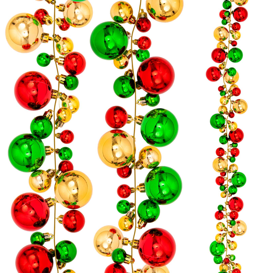 Whaline Weihnachtskugel-Girlande, Kugel-Ornamente, 1,8 m, Christbaumkugel-Dekorationen, bruchsichere