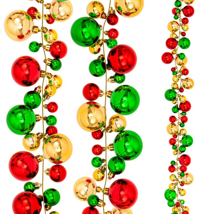 Whaline Weihnachtskugel-Girlande, Kugel-Ornamente, 1,8 m, Christbaumkugel-Dekorationen, bruchsichere