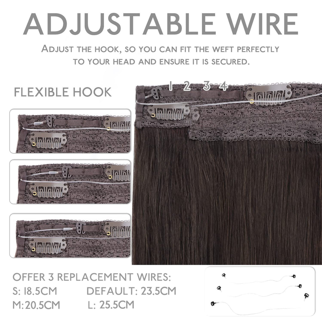 WENNALIFE Secret Hair Extensions Echthaar, 40cm 16 Inch 95g Helles Dunkel Braun Remy Haarverlängerun