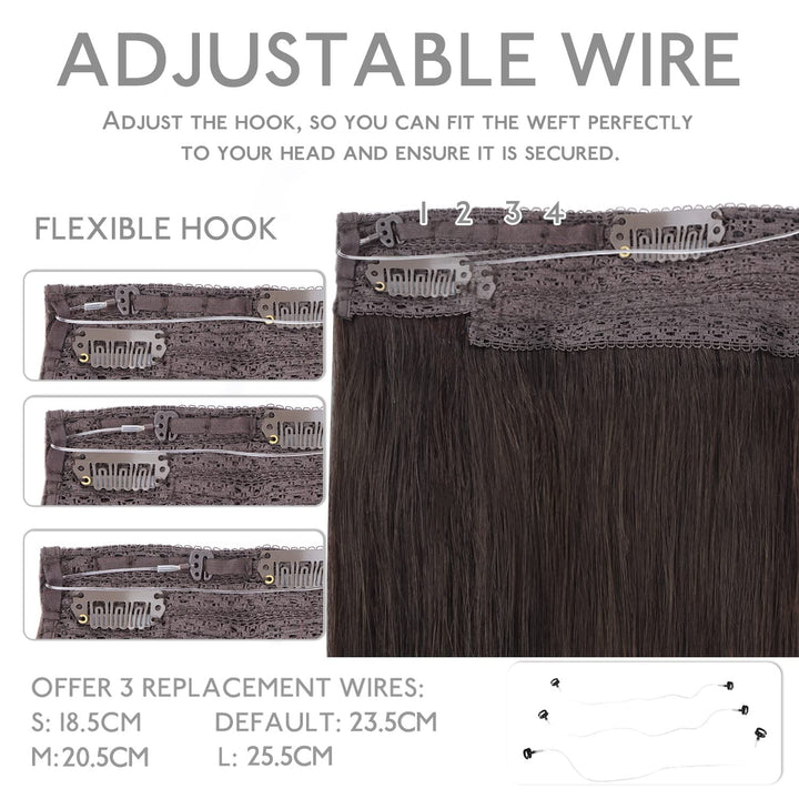 WENNALIFE Secret Hair Extensions Echthaar, 40cm 16 Inch 95g Helles Dunkel Braun Remy Haarverlängerun