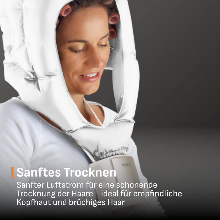 Krups Trockenhaube, 2 Temperaturstufen, Kaltluft-Funktion, Für voluminöses Haar, Langes Kabel, Aufbe
