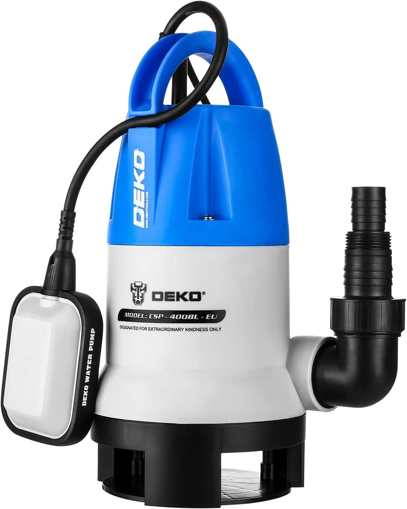 DEKO Tragbare Tauchpumpe mit Abschaltautomatik 400W 8000L / H, Wasserpumpe für sauberes/schmutziges