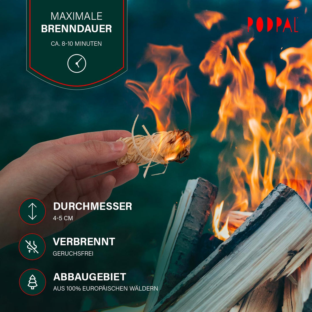 1000 Stück Herbst-Anzündwolle – 100% Holzwolle & Wachs, umweltfreundlich, geruchlos – Schnellzündend