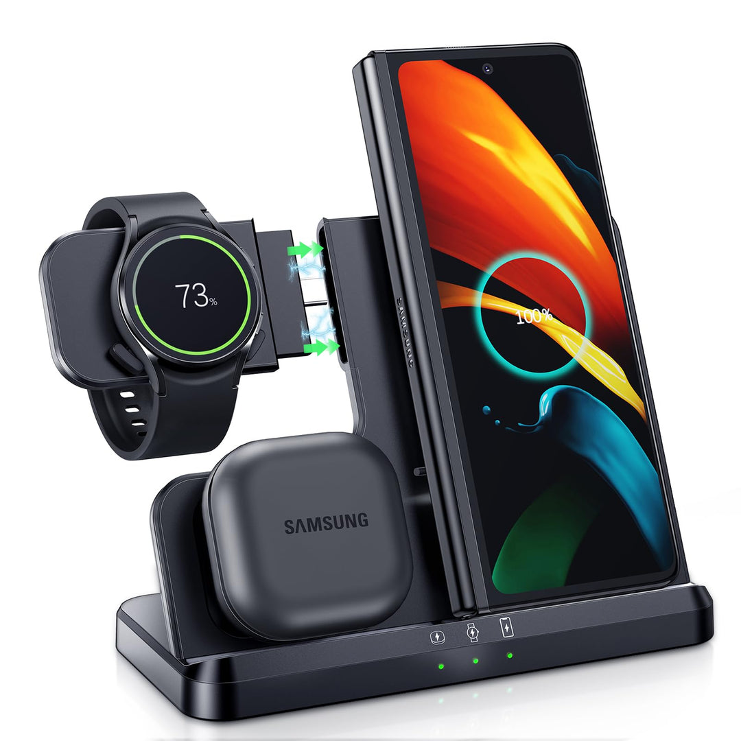 LK Induktive Ladestation für Samsung 3 in 1 Ladestation Kompatibel für Galaxy Watch 8/7/6/5/5 Pro/4
