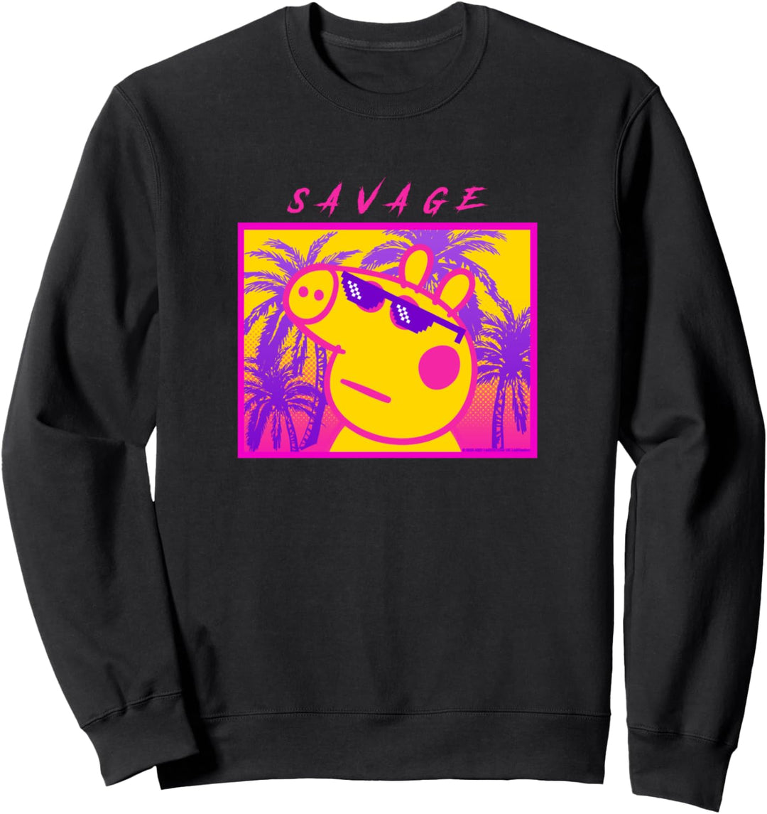 Peppa Pig Savage Peppa Neon Tropical Panel Portrait Sweatshirt